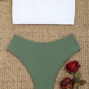 BRAND NEW NEVER WORN bandeau and high rise bottoms